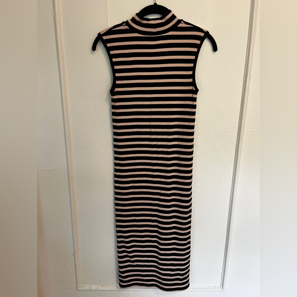 ATM striped mock neck dress